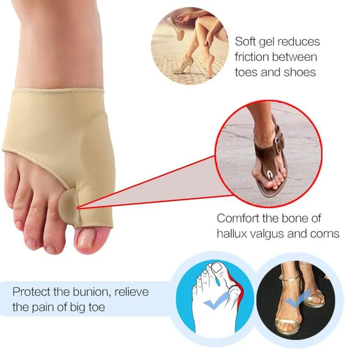 Bunion corrector socks with gel toe separator in small, medium and large sizes