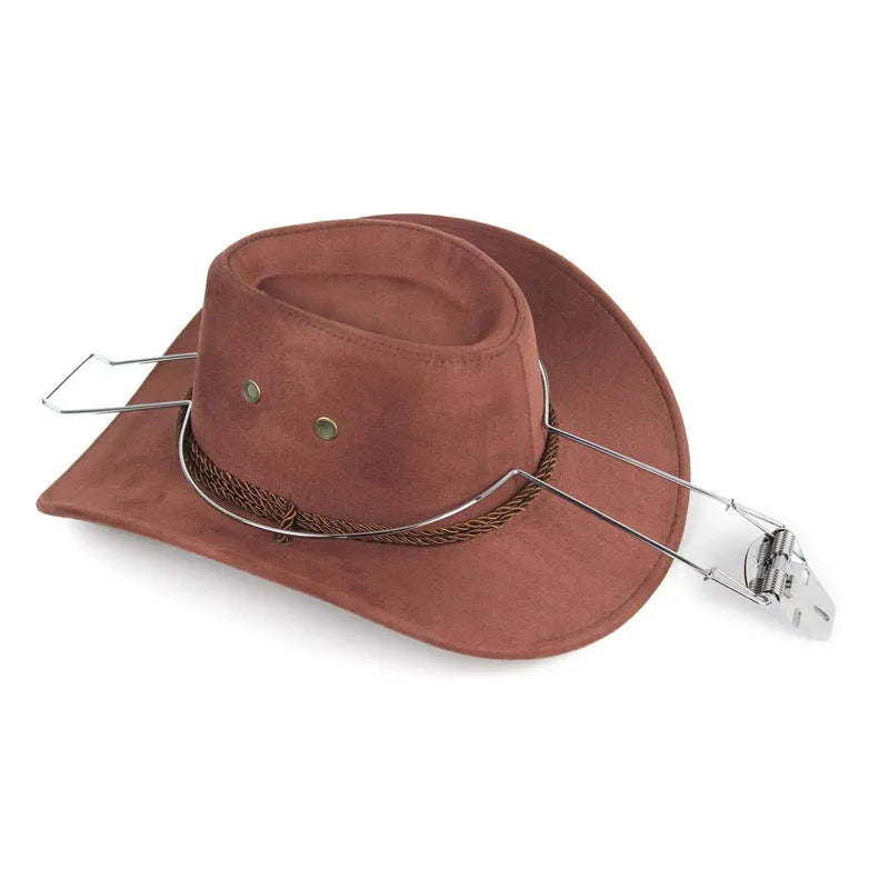 Brown iron coat and hat stand with a chrome-plated metal car silhouette centrepiece and multiple hooks.