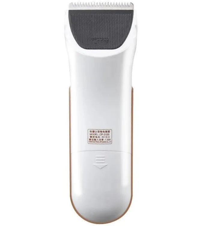 White electric pet hair clipper with ceramic blade for dogs and cats