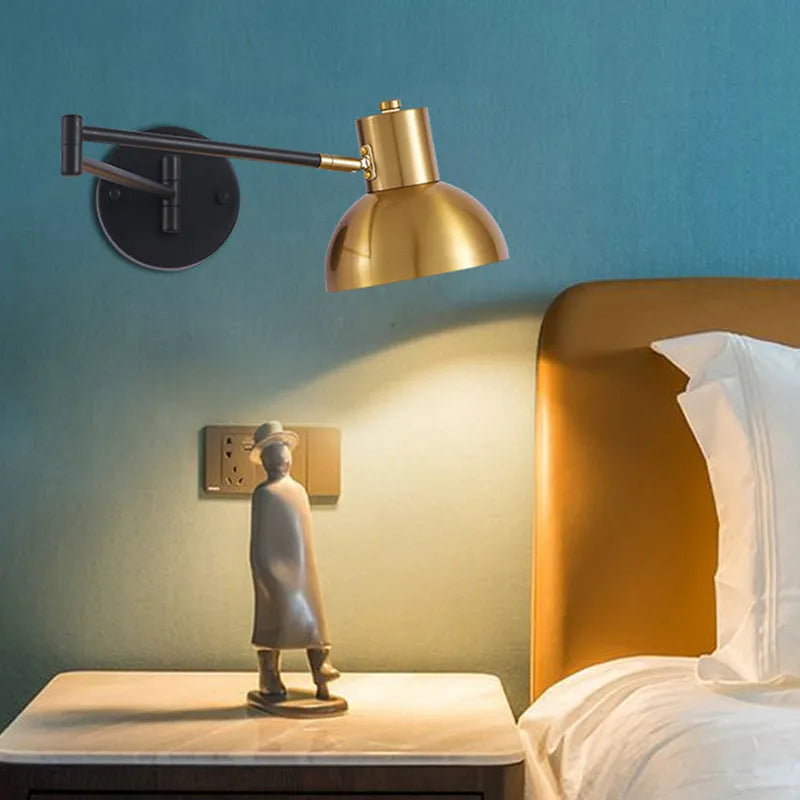 Modern minimalist double-section rocker arm wall lamp with E27 socket and 150mm body for bedroom lighting