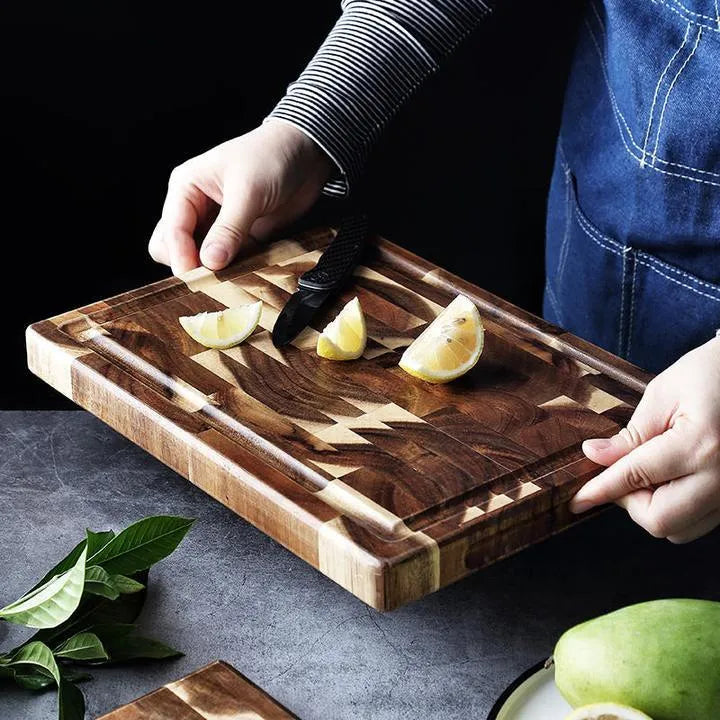 Brown parquet solid wood cutting board with 3cm thickness made from imported acacia
