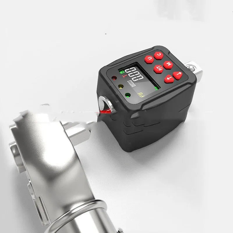 Digital torque meter with torque display head showing 1/2-inch drive and metal construction