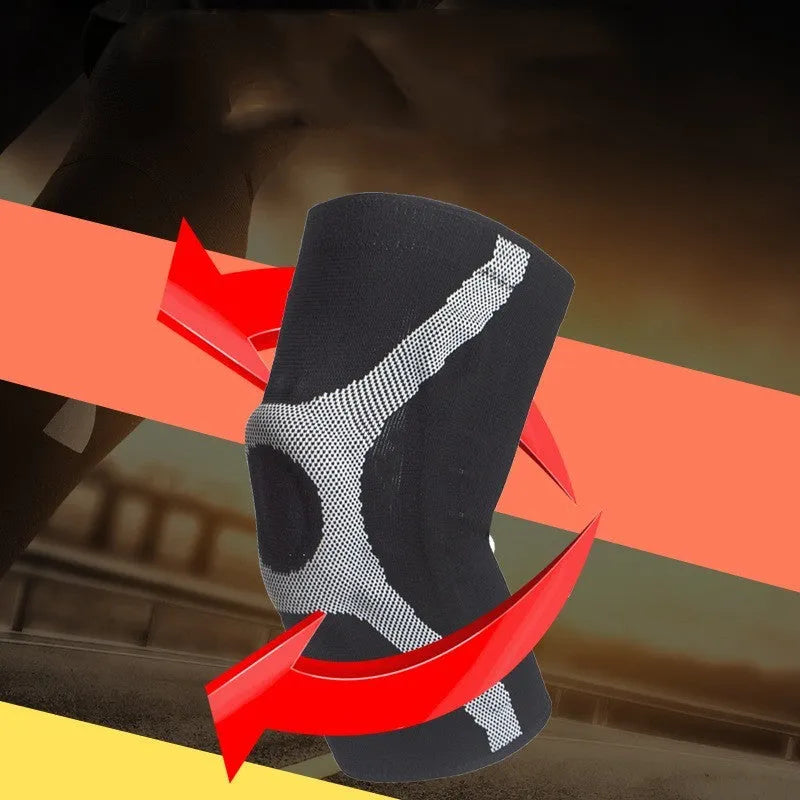 Red and grey silicone sports kneecaps for running and climbing with non-slip design