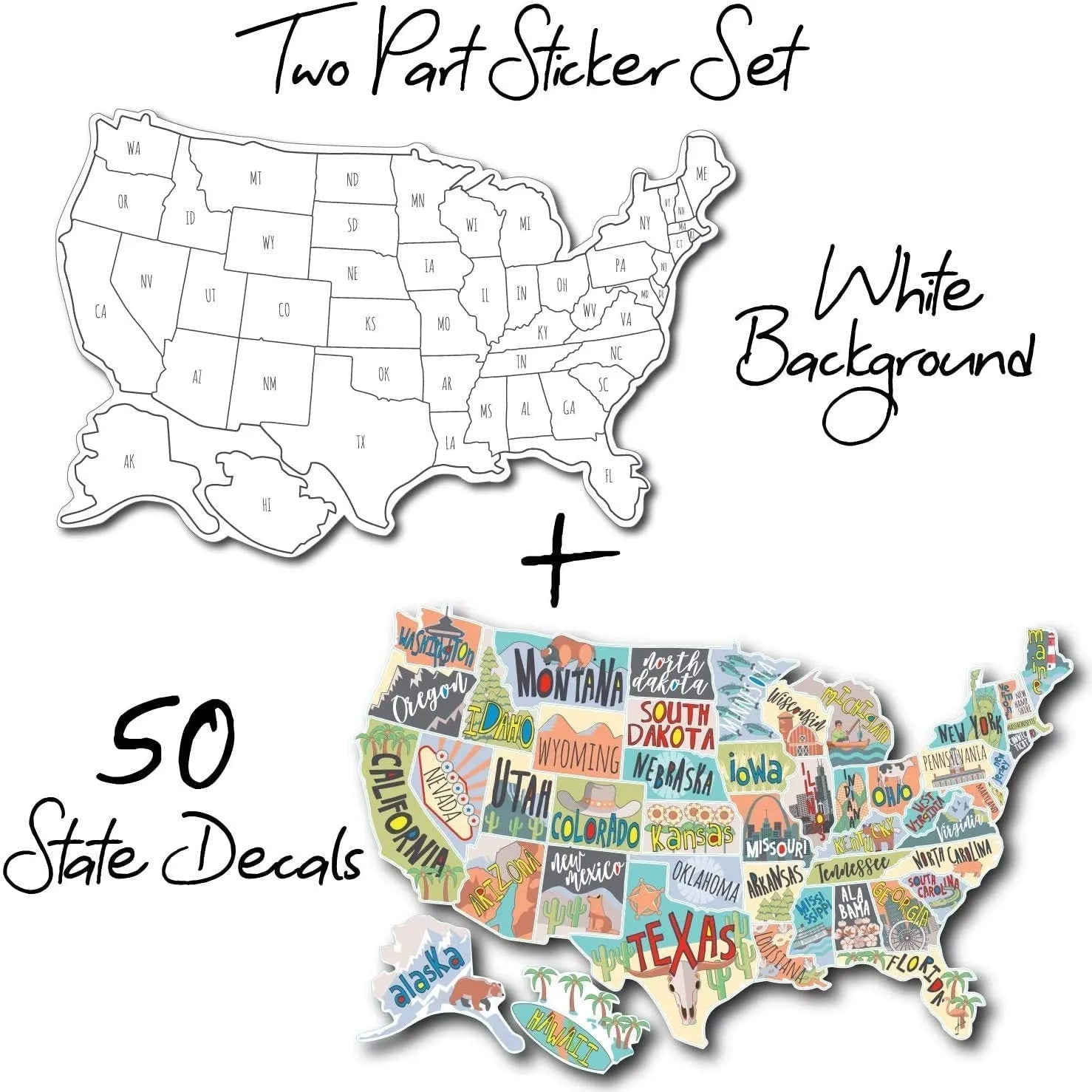 Travel car sticker set with world map design and letter components for vehicle decoration