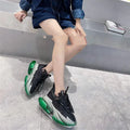 Women's leather casual sports shoes with thick jelly platform soles and cross-tie lacing in multiple colours.