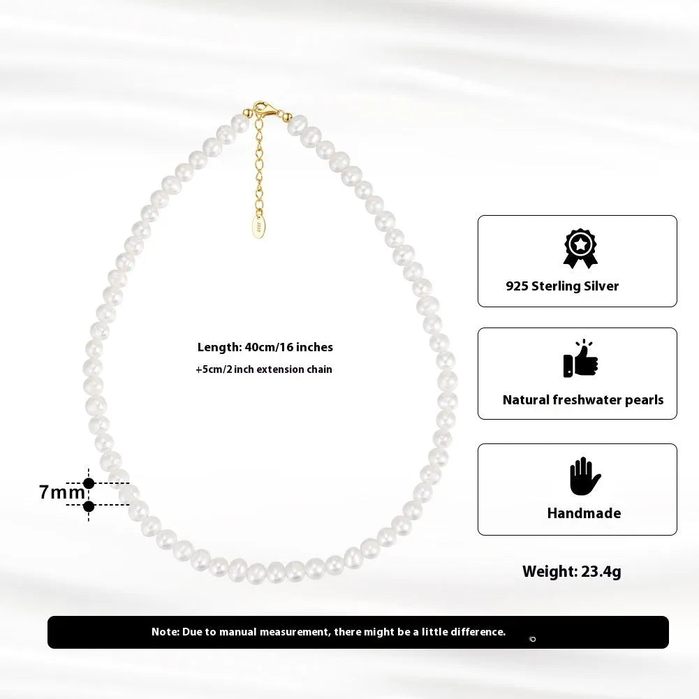 Adjustable sterling silver necklace with 6-7mm freshwater pearl pendant