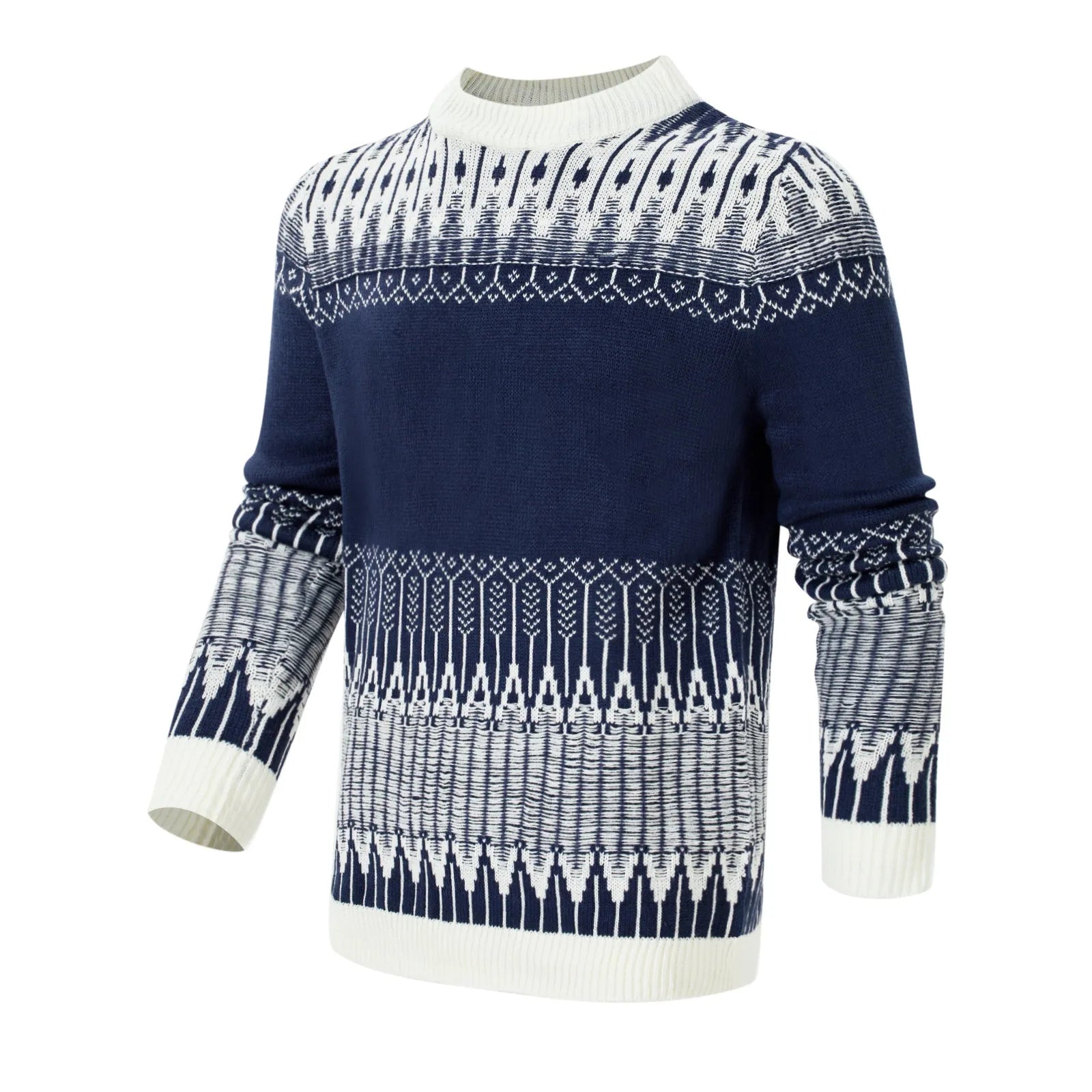 A men's thick-knit long-sleeved pullover sweater in a casual style for winter