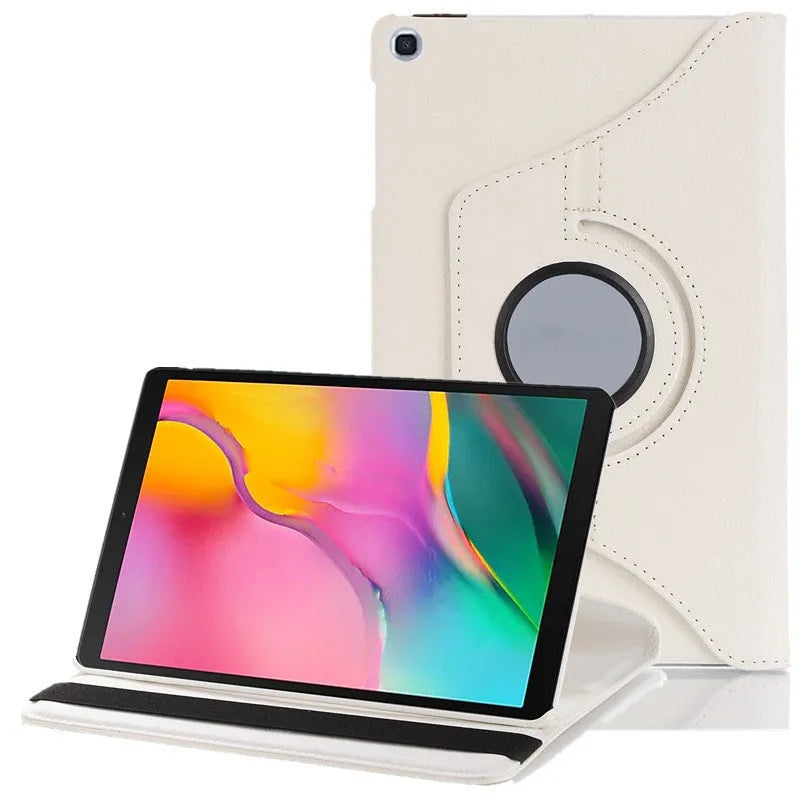 Imitation leather rotating clamshell protective sleeve for iPad, shown in rose red colour.