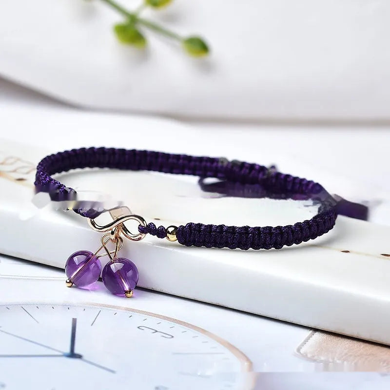 Natural strawberry quartz cherry bracelet for women with fruit-shaped beads in pure natural crystal material