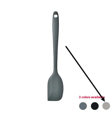 12-piece silicone kitchenware set with rotating storage bucket in black, including spatula, spoons and cooking utensils