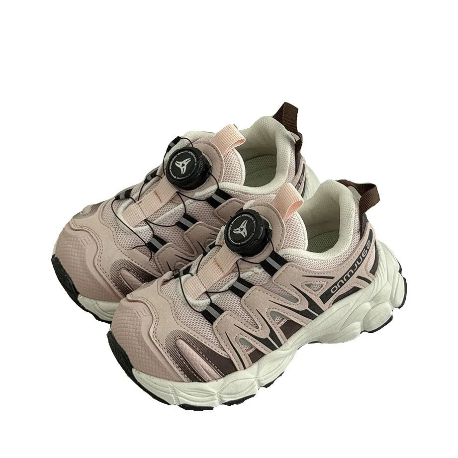 Fashion girls casual shoes in beige, black, or pink with breathable PU leather mesh uppers