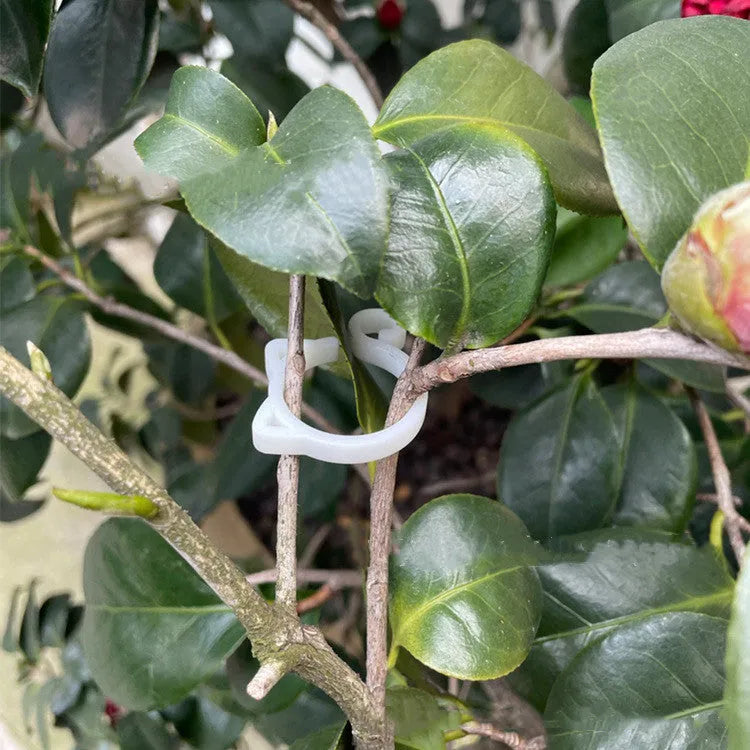 Colourful cat-shaped plastic plant clip for garden stem support
