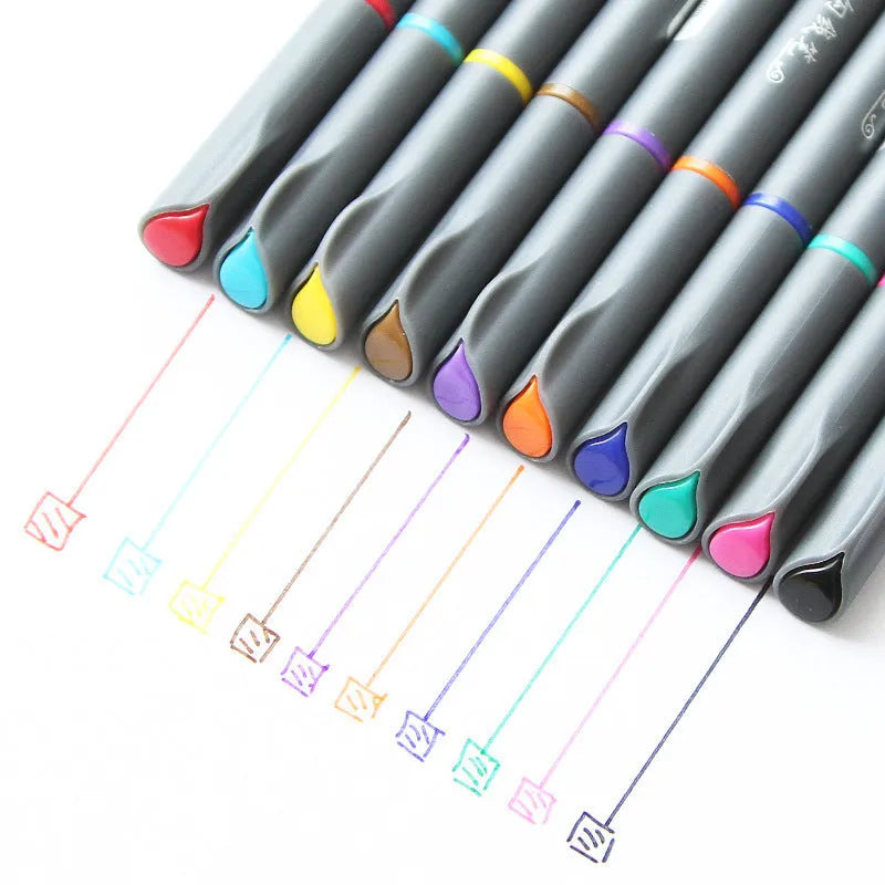 10 hook line drawing pens with 0.38mm metal tips for architectural and broadcast technical sketching