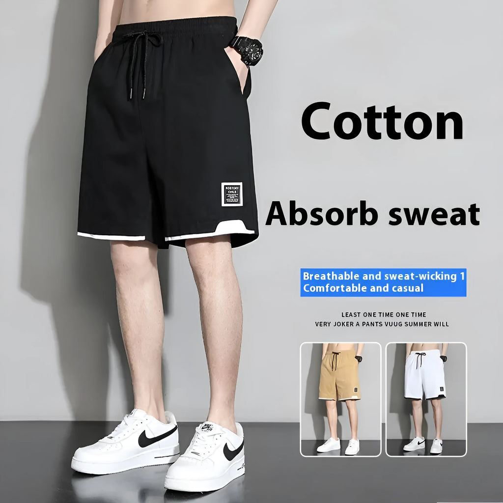 Cotton shorts for boys in plus sizes, shown in black, khaki, and white colour options.
