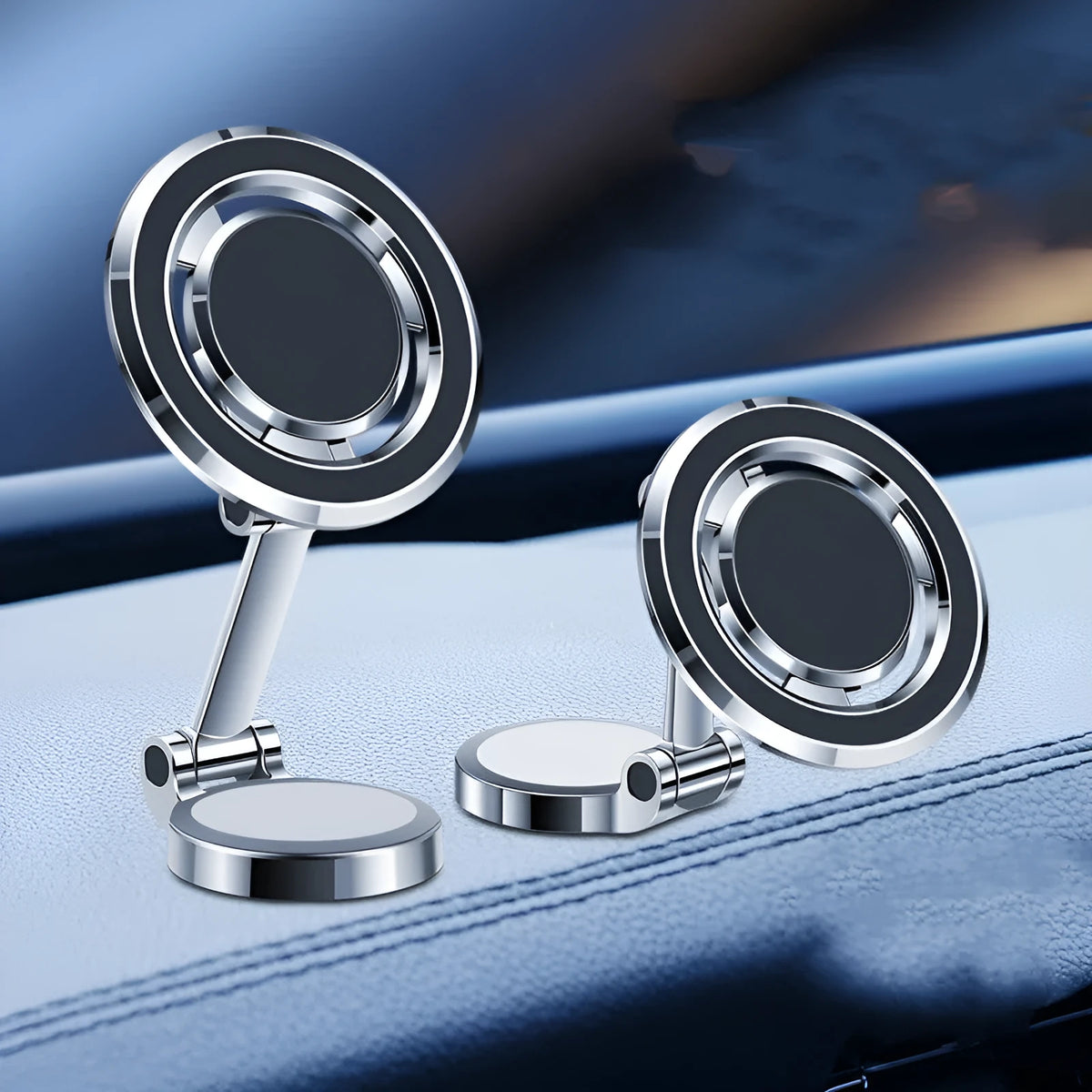 Magnetic car phone holder with 360-degree rotating bracket on centre console