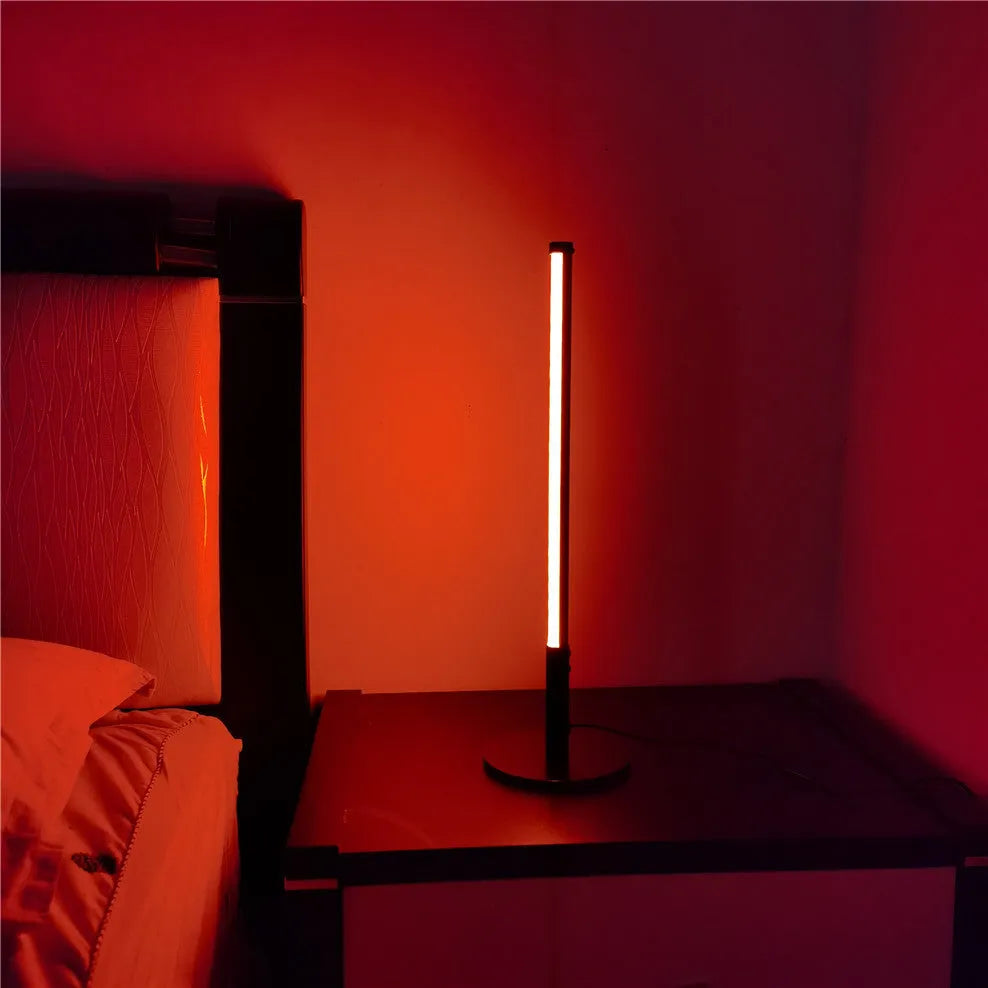 Black retro aluminium alloy atmosphere lamp with warm white and RGB lighting modes.