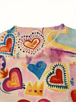 Loose fit lapel collar digital printed polyester top available in sizes S through 5XL