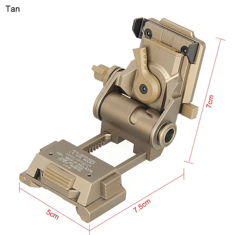 Metal alloy night vision helmet mount bracket for OPS breakaway L4 G24 systems in dark earth colour