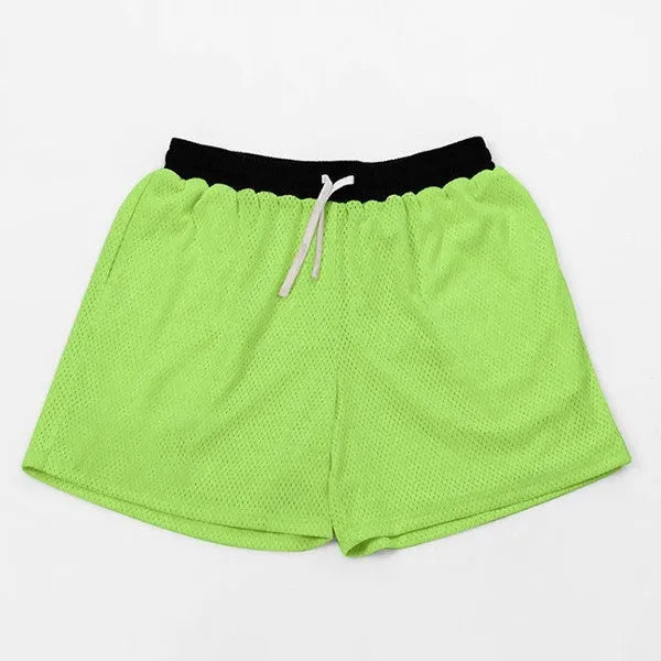 Men's black mesh quick-drying shorts for running and fitness with chemical fibre fabric
