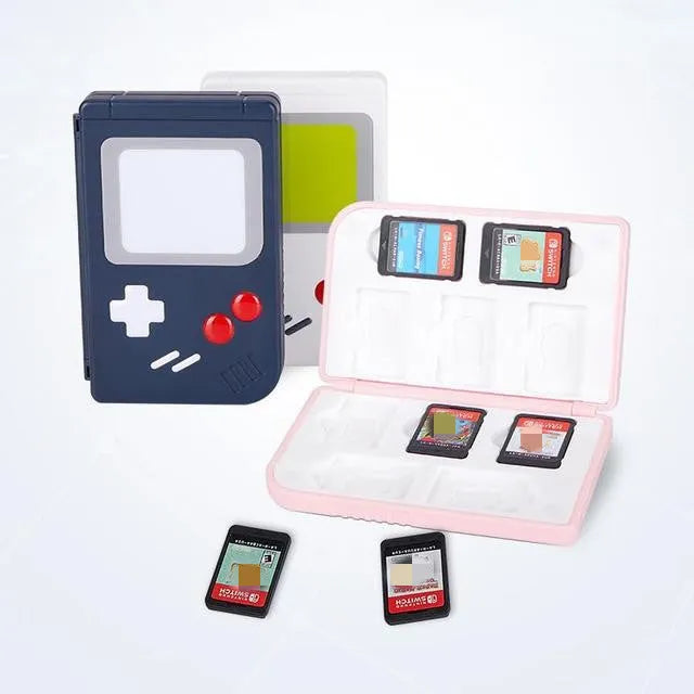 Small Nintendo Switch game card storage box case in blue, pink or white colour