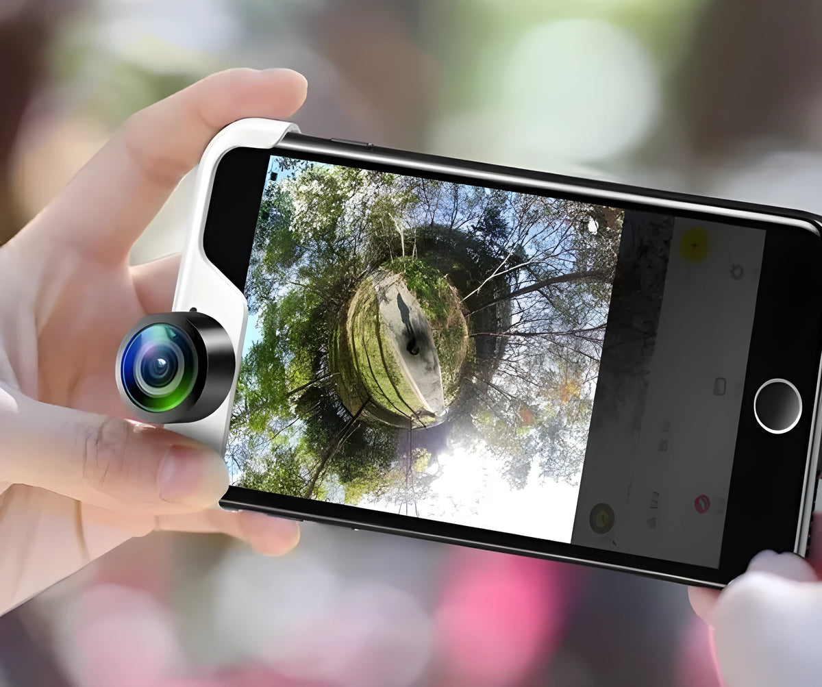360-degree panoramic camera lens attachment compatible with Apple iPhone 6 through 8plus models