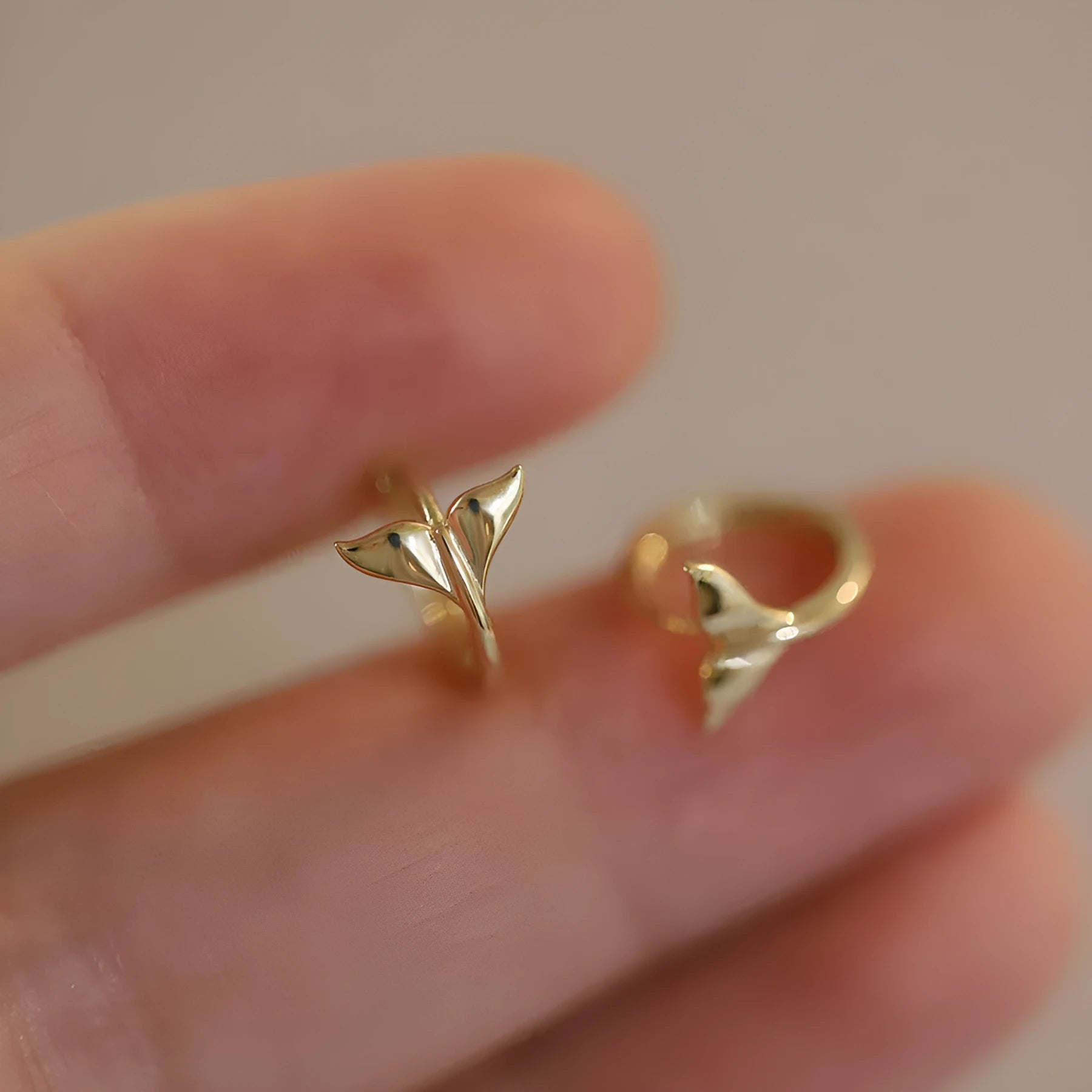 Gold plated fishtail hoop earrings for women made from S925 sterling silver