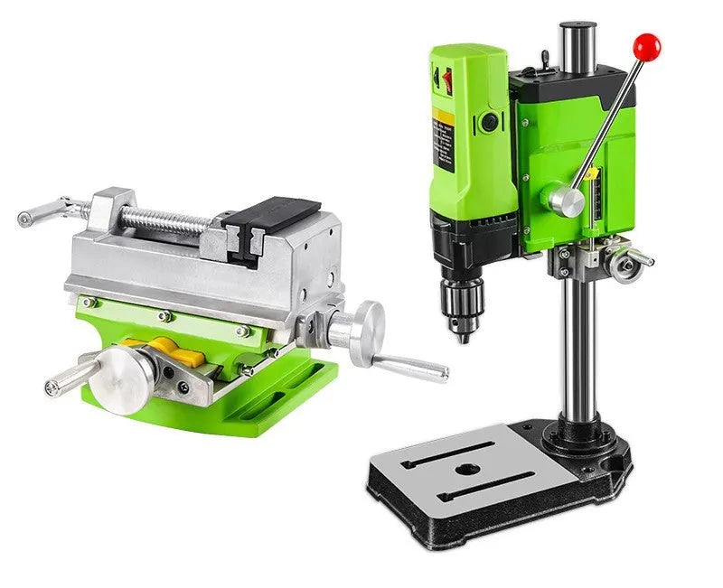 1050W mini bench drill milling machine with cross bench pliers on a workbench