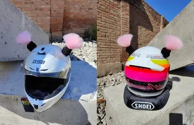 Pair of helmet decorative balls with adhesive for motorcycle and ski helmet customisation