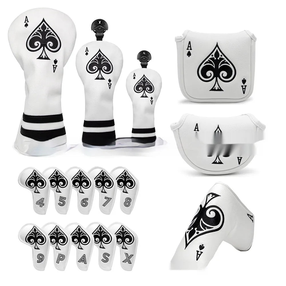 PU material golf putter sleeve accessory shown in one of three available colour options
