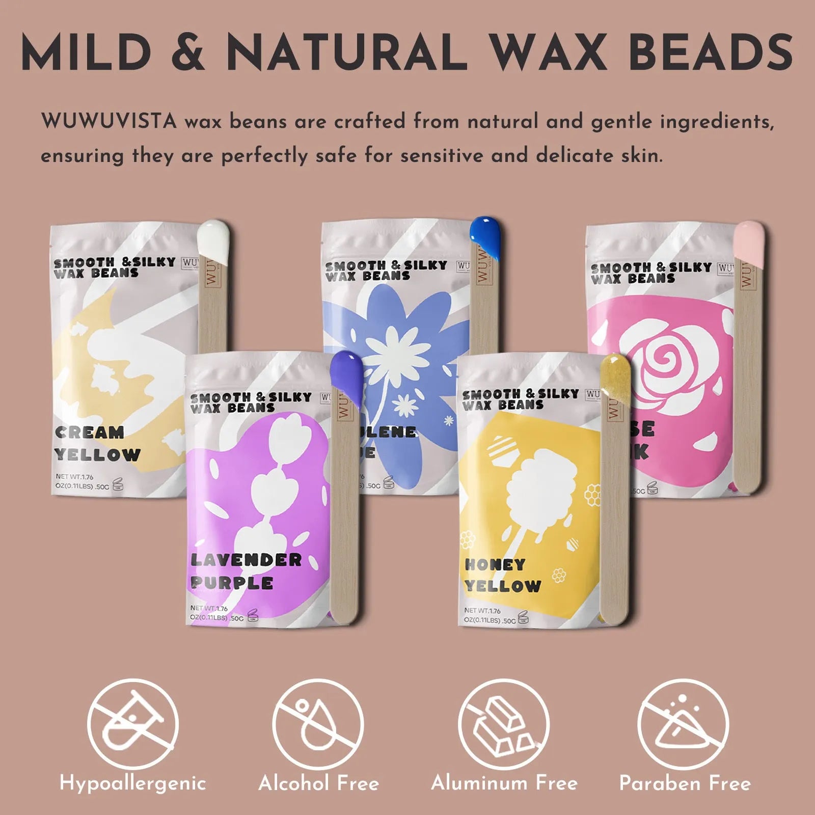 Professional waxing kit with 52 pieces including wax warmer, hard wax beans, applicators and post-treatment products