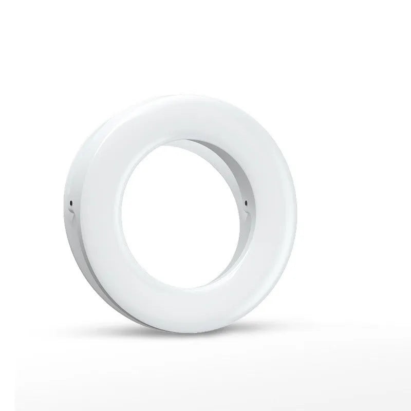 Black LED selfie ring light for mobile phones with USB cable for rechargeable photography lighting