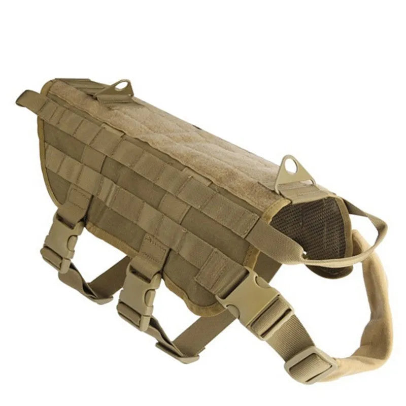 Military nylon dog training vest in Army Green, Black, CP or NISSE, sizes XS to XL