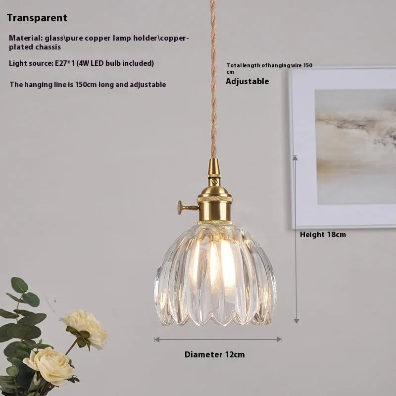 Vintage glass flower chandelier in Nordic style for bedroom ceiling installation