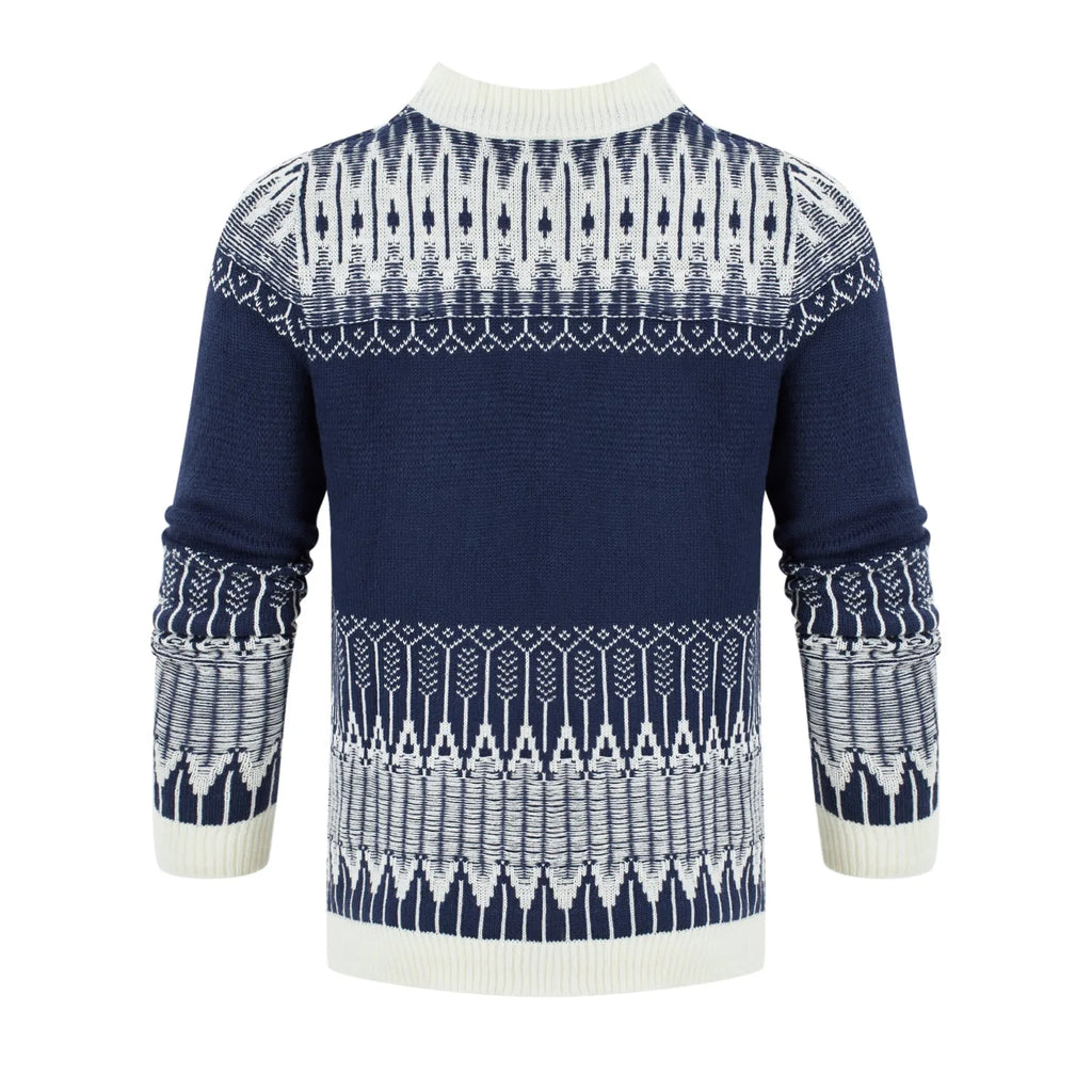 A men's thick-knit long-sleeved pullover sweater in a casual style for winter