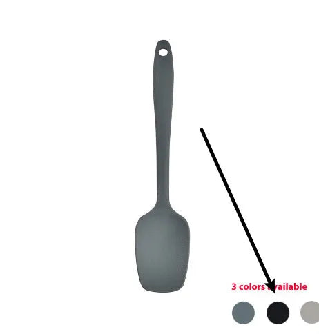 12-piece silicone kitchenware set with rotating storage bucket in black, including spatula, spoons and cooking utensils