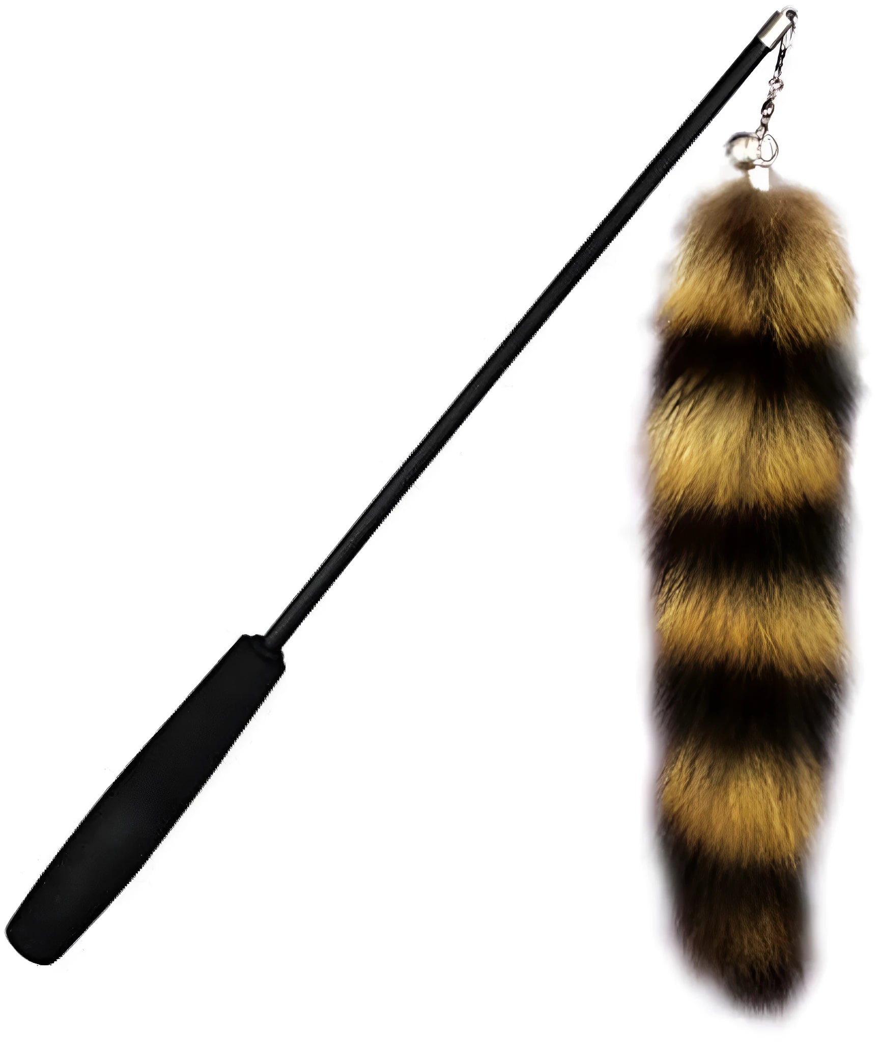 Black interactive cat toy wand with 42cm elastic string for kitten play