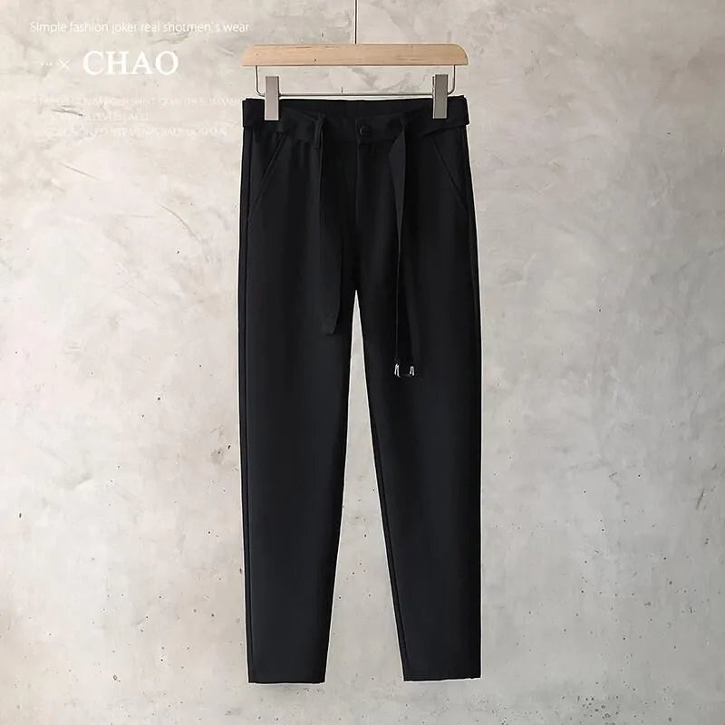 Boys slim straight trousers in wool blend fabric with tapered leg business casual design