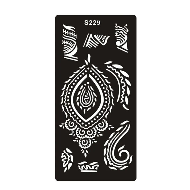 Geometric hollow tattoo template stickers on water transfer paper in multiple colours