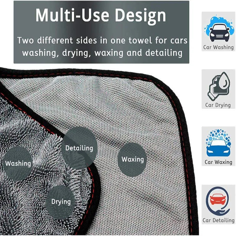 Grey microfiber car wash towel measuring 40x40 cm with high-pile texture for water absorption