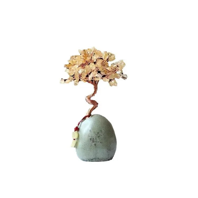 Citrine Pachira macrocarpa crystal stone ornament in Chinese style for decorative display