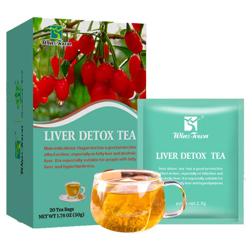 Box of herbal substitutional tea with 50g content and medicine food homology ingredients.