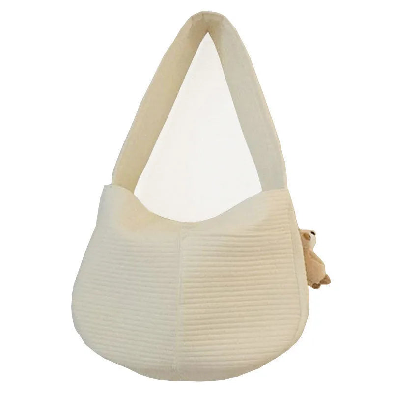 White canvas pet backpack crossbody bag with mesh window for small cats and dogs, sizes S M L
