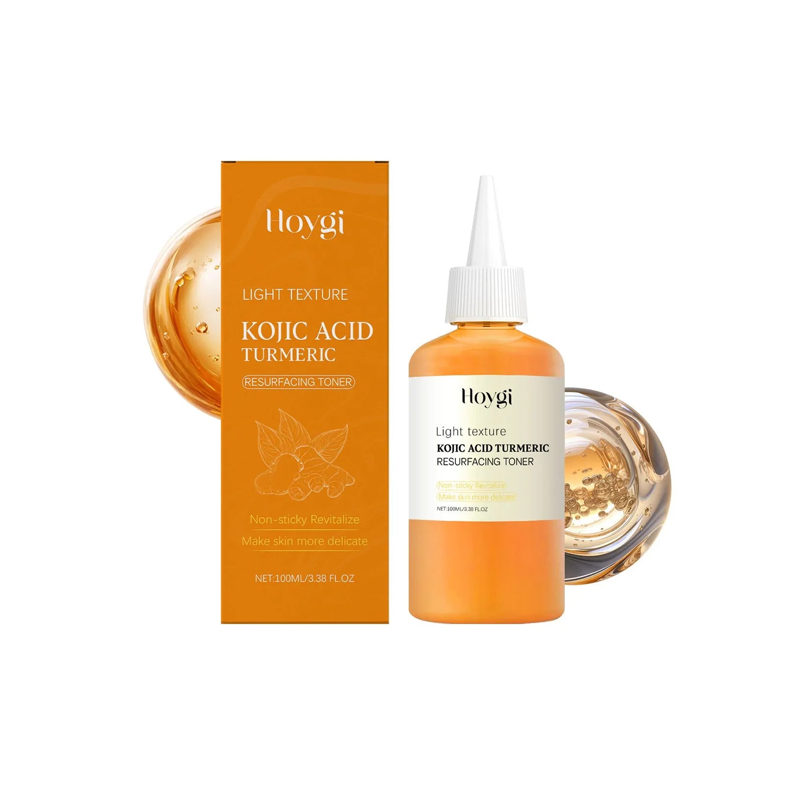 Turmeric moisturising water 100ml bottle with yellow liquid in compact packaging