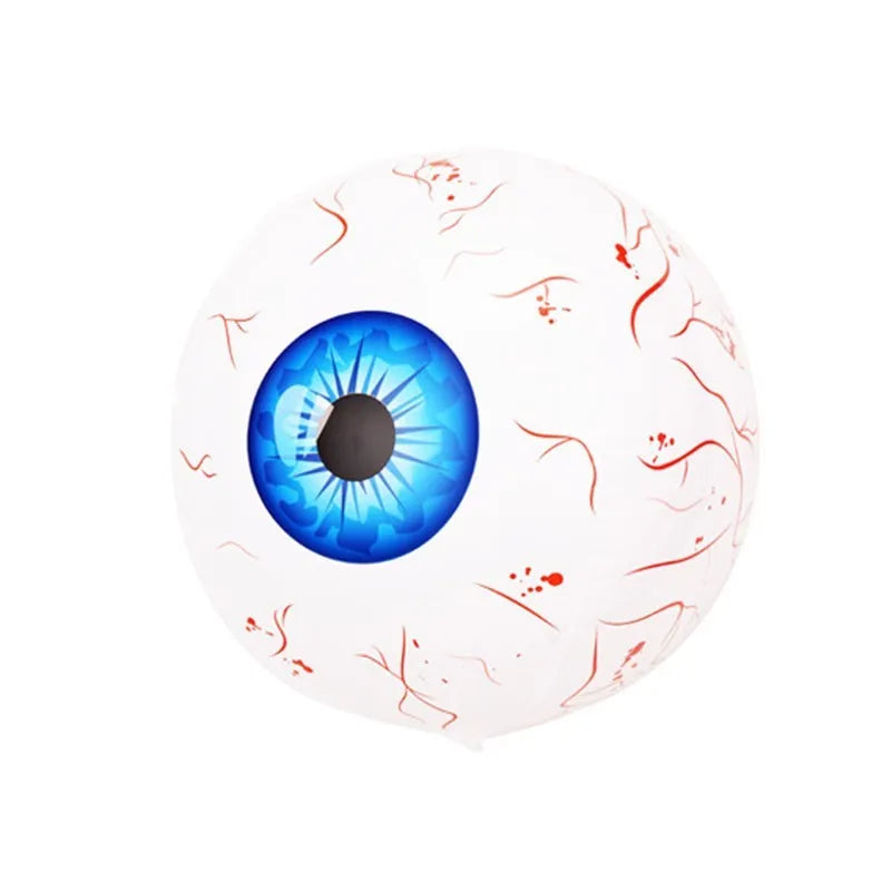 Halloween eyeball balloon with bloodshot design, inflated to 40cm diameter