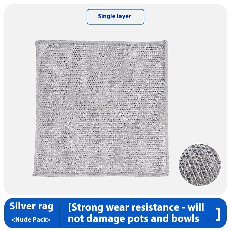 Double-sided silver wire cleaning rag for pots and bowls in 20x20cm size