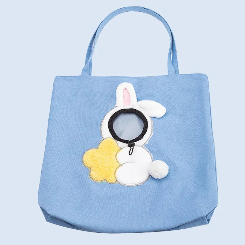 Little Bee Design canvas pet carrier shoulder bag with safety zippers and animal patterns