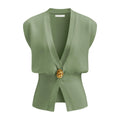Women's loose fit V-neck button cardigan in knitted polyester available in six colours