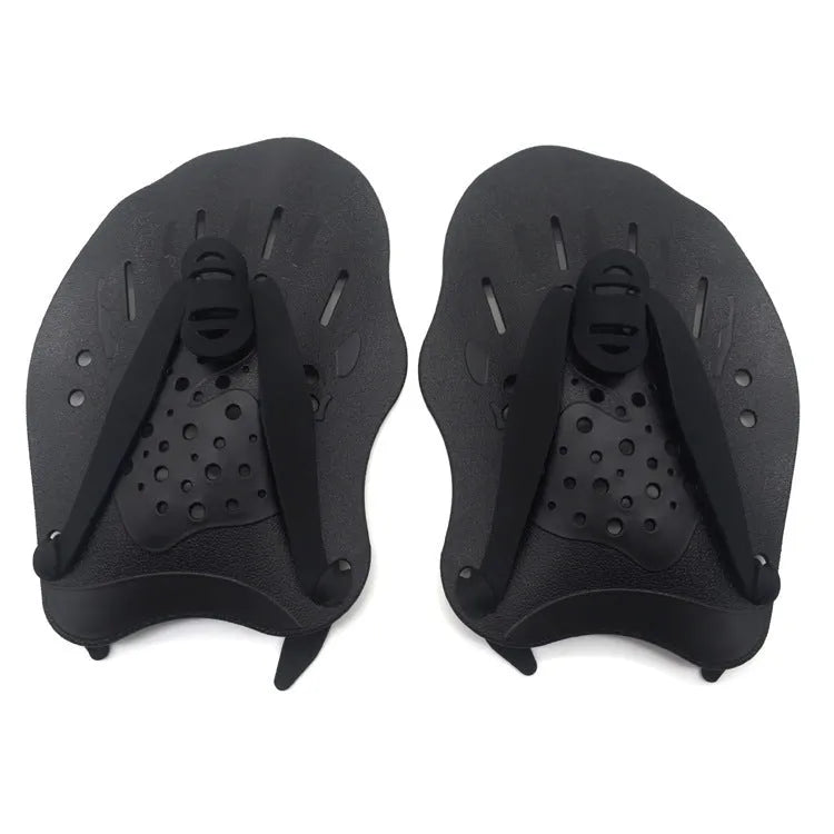 Webbed freestyle training swimming paddles in multiple colours with three hand size options