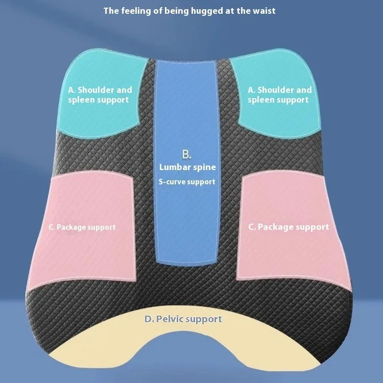 Office chair lumbar support cushion measuring 40x40x8cm in grey, pink, and navy blue colour options