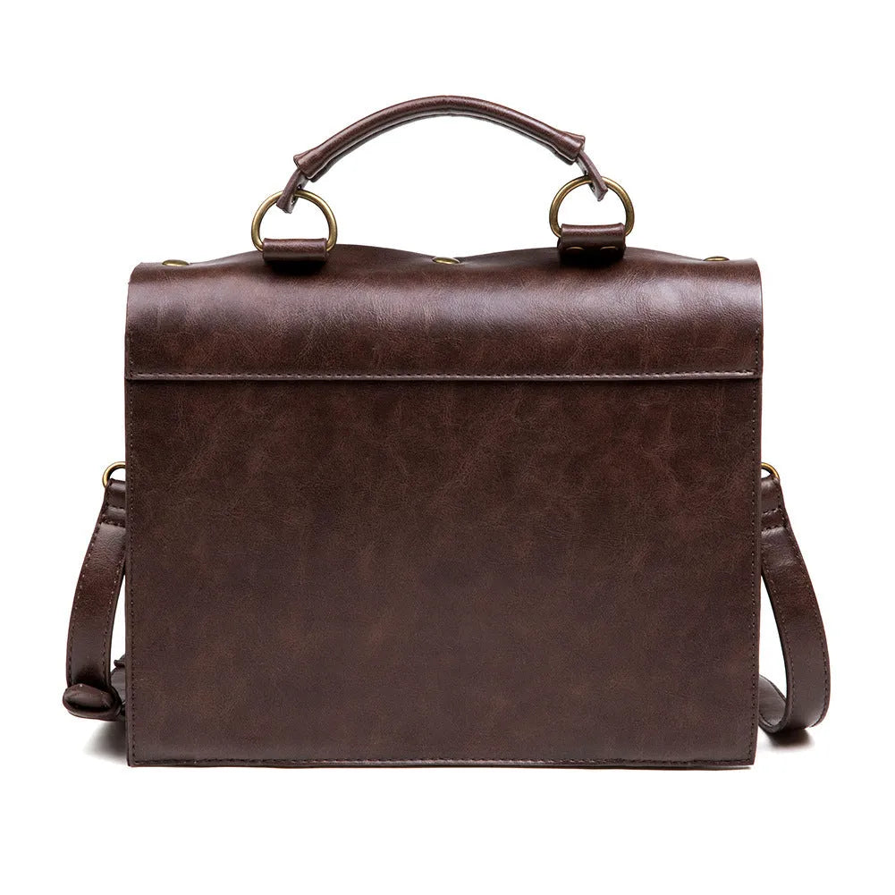 Bronze steampunk industrial retro shoulder bag with pillow shape and metal hardware